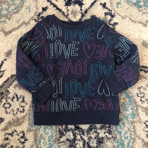 ❤️ 4/$20 Cat & Jack Navy Blue Love Sweatshirt - Picture 1 of 3